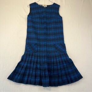 Vintage Mr. Mort Sportswear Drop Waist Plaid Dress S/M Blue Purple Black